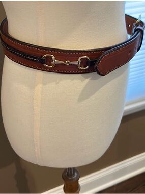 Brown Leather Women's Bit-Detail Belt